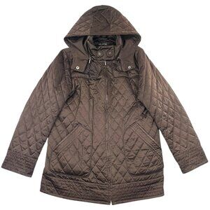 Jones New York Women's Dark Brown Diamond Quilted Jacket